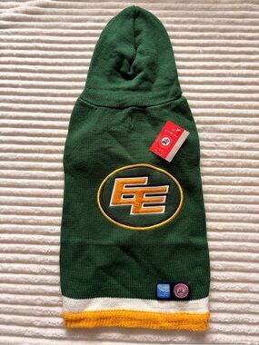 Edmonton ELKS CFL Green Team Logo Knit Dog sweater with Yellow Trim